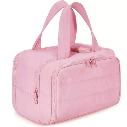 Lightweight Makeup Bag for Women, Large Capacity Travel Cosmetic Pouch, Portable Wash Bag, Handheld Toiletry Organizer