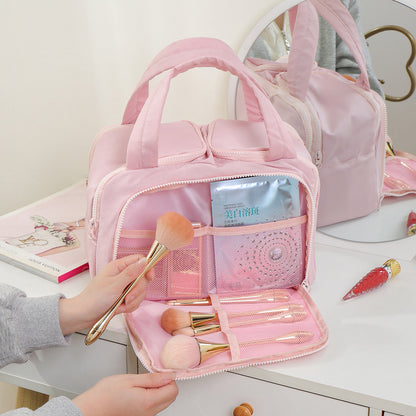 Lightweight Makeup Bag for Women, Large Capacity Travel Cosmetic Pouch, Portable Wash Bag, Handheld Toiletry Organizer