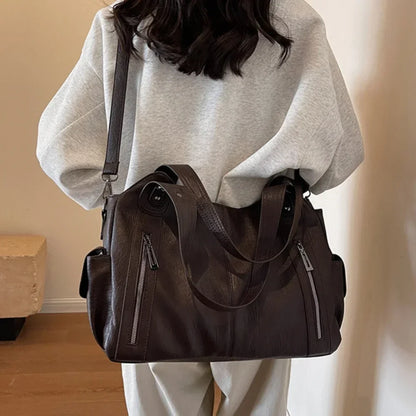 High Quality Contrasting Colors, Soft Interior, Women's Handbags, Fashion Zipper Compartment Shoulder Bags