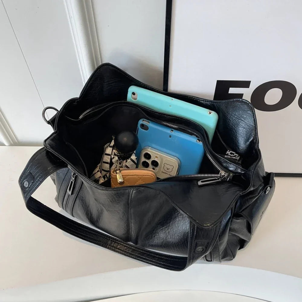 High Quality Contrasting Colors, Soft Interior, Women's Handbags, Fashion Zipper Compartment Shoulder Bags