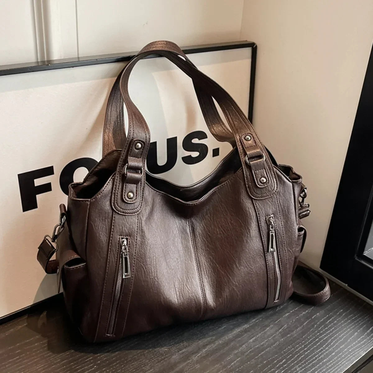 High Quality Contrasting Colors, Soft Interior, Women's Handbags, Fashion Zipper Compartment Shoulder Bags