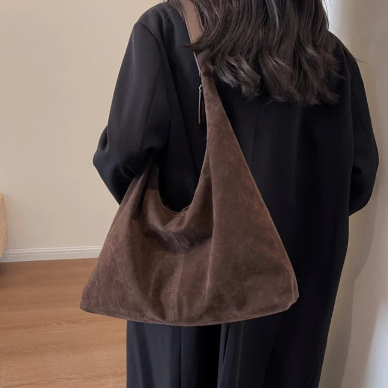 Large Capacity Women Tote Bag Vintage Suede New Fashion Trend Crossbody Bag Autumn Winter Shoulder  1