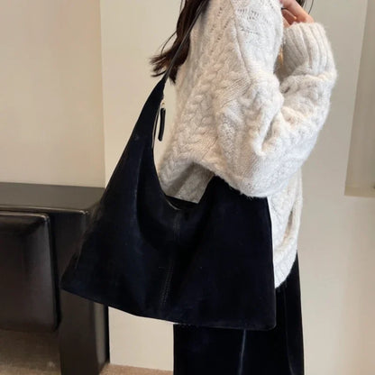 Large Capacity Women Tote Bag Vintage Suede New Fashion Trend Crossbody Bag Autumn Winter Shoulder  3
