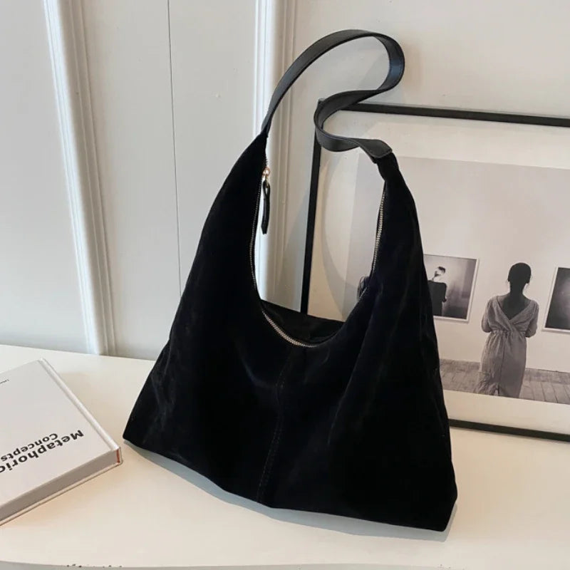 Large Capacity Women Tote Bag Vintage Suede New Fashion Trend Crossbody Bag Autumn Winter Shoulder  6