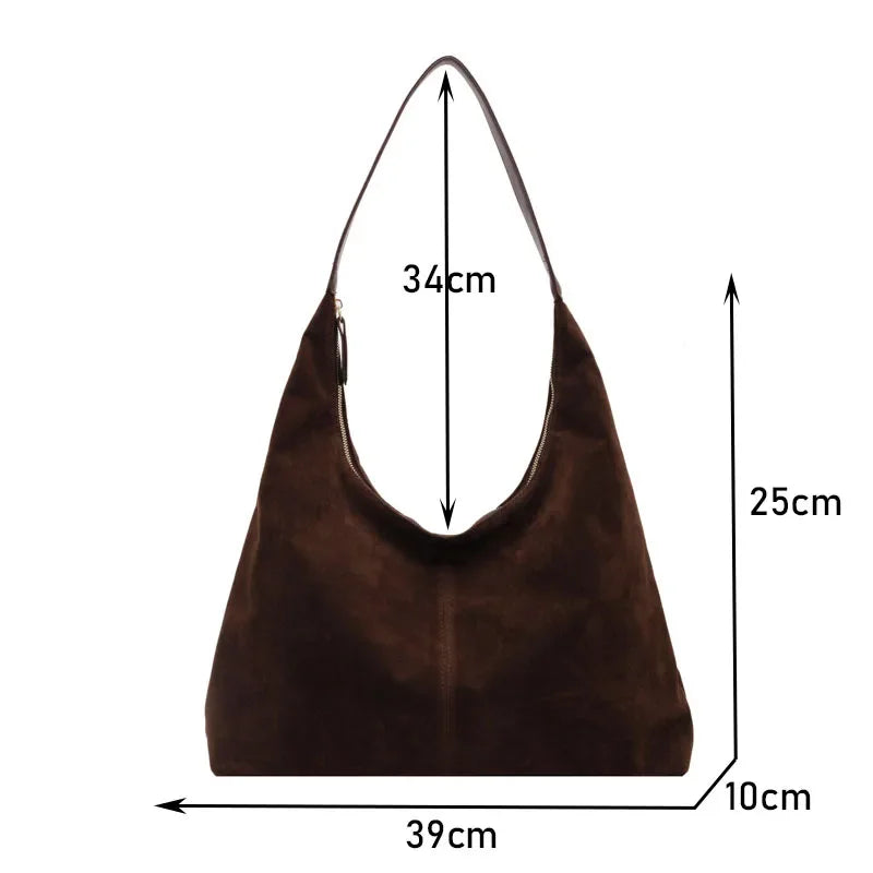Large Capacity Women Tote Bag Vintage Suede New Fashion Trend Crossbody Bag Autumn Winter Shoulder  4