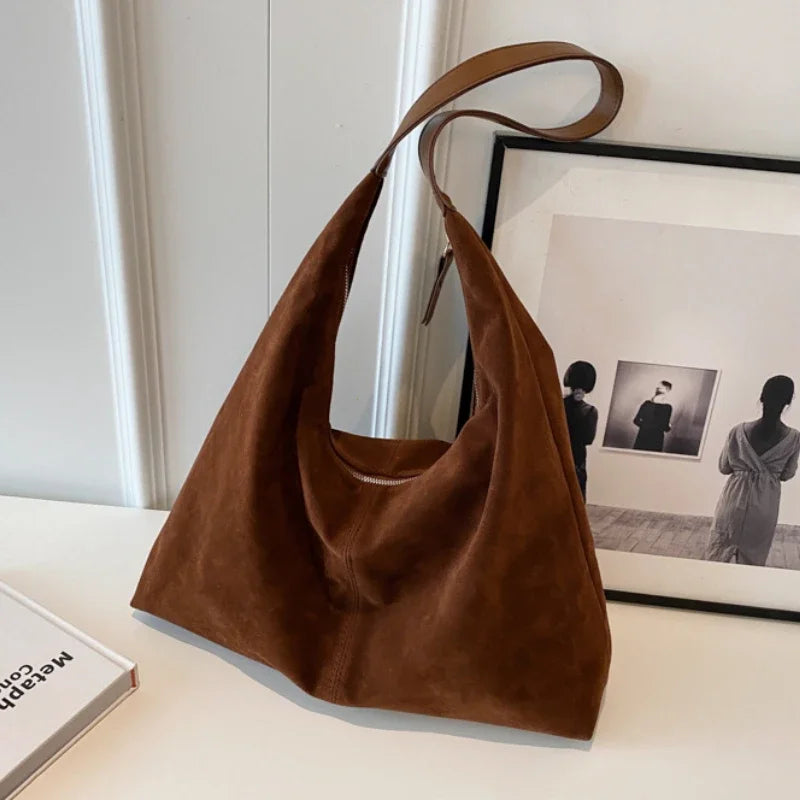 Large Capacity Women Tote Bag Vintage Suede New Fashion Trend Crossbody Bag Autumn Winter Shoulder  7