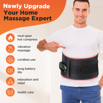 Red Light Hot Compress Waist Support Brace, Heating Vibration Massager Belt, Lumbar Massage Belt for Back Pain Relief