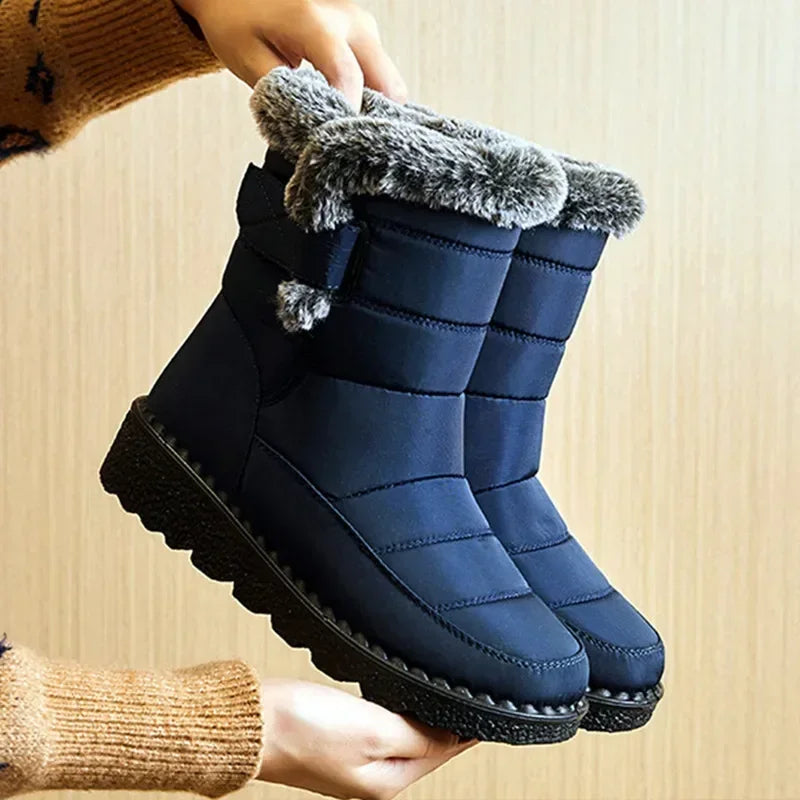 Waterproof Winter Boots For Women Long Plush Faux Fur Snow Boots  Warm Cotton Platform Shoes For St 5