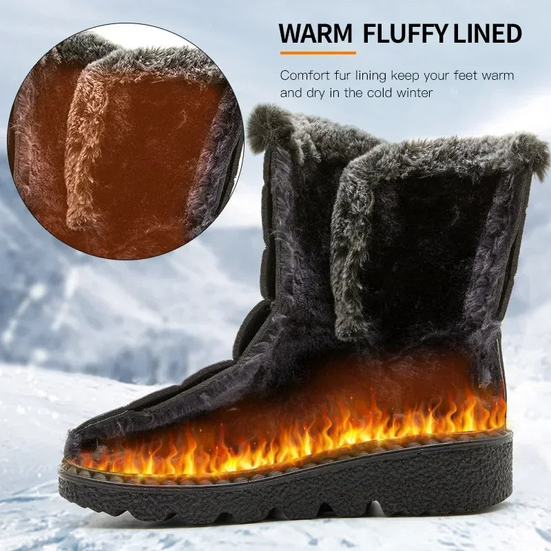 Waterproof Winter Boots For Women Long Plush Faux Fur Snow Boots  Warm Cotton Platform Shoes For St 1