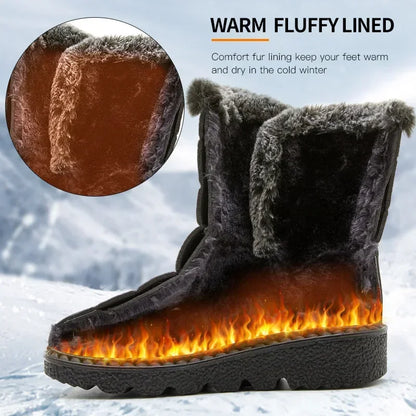 Waterproof Winter Boots For Women Long Plush Faux Fur Snow Boots  Warm Cotton Platform Shoes For St 1