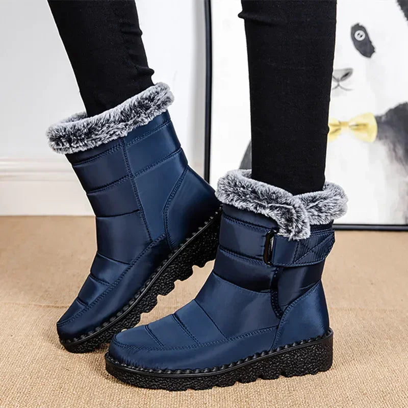 Waterproof Winter Boots For Women Long Plush Faux Fur Snow Boots  Warm Cotton Platform Shoes For St 3