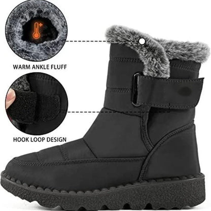 Waterproof Winter Boots For Women Long Plush Faux Fur Snow Boots  Warm Cotton Platform Shoes For St 2