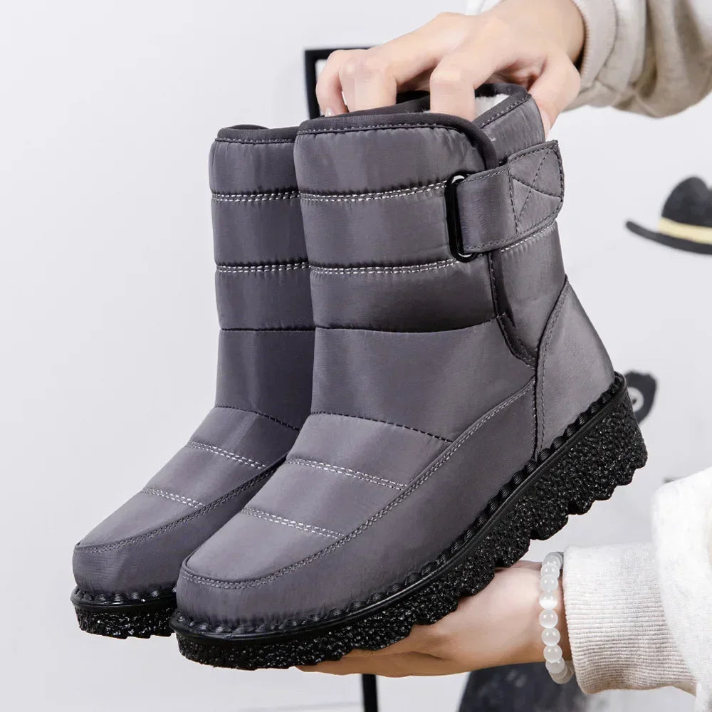 Waterproof Winter Boots For Women Long Plush Faux Fur Snow Boots  Warm Cotton Platform Shoes For St 9