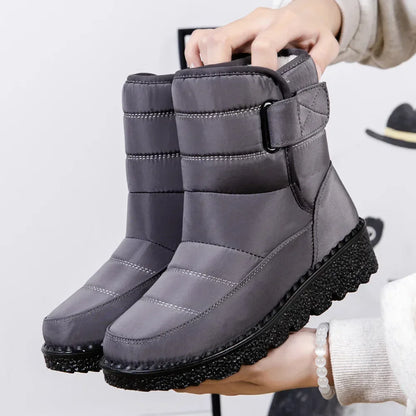 Waterproof Winter Boots For Women Long Plush Faux Fur Snow Boots  Warm Cotton Platform Shoes For St 9