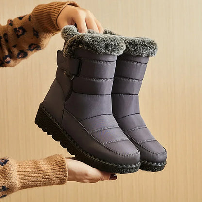 Waterproof Winter Boots For Women Long Plush Faux Fur Snow Boots  Warm Cotton Platform Shoes For St 10