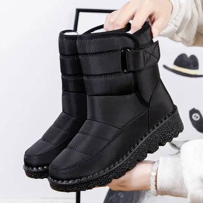 Waterproof Winter Boots For Women Long Plush Faux Fur Snow Boots  Warm Cotton Platform Shoes For St 11
