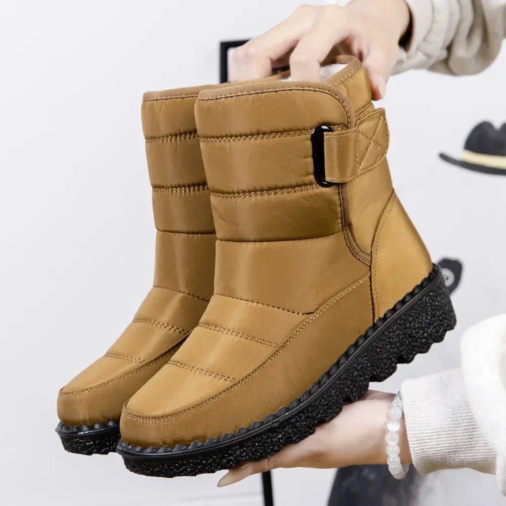 Waterproof Winter Boots For Women Long Plush Faux Fur Snow Boots  Warm Cotton Platform Shoes For St 8
