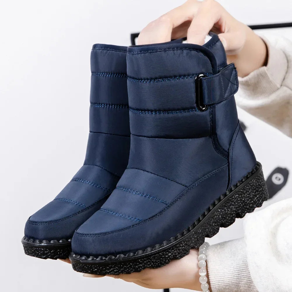 Waterproof Winter Boots For Women Long Plush Faux Fur Snow Boots  Warm Cotton Platform Shoes For St 12