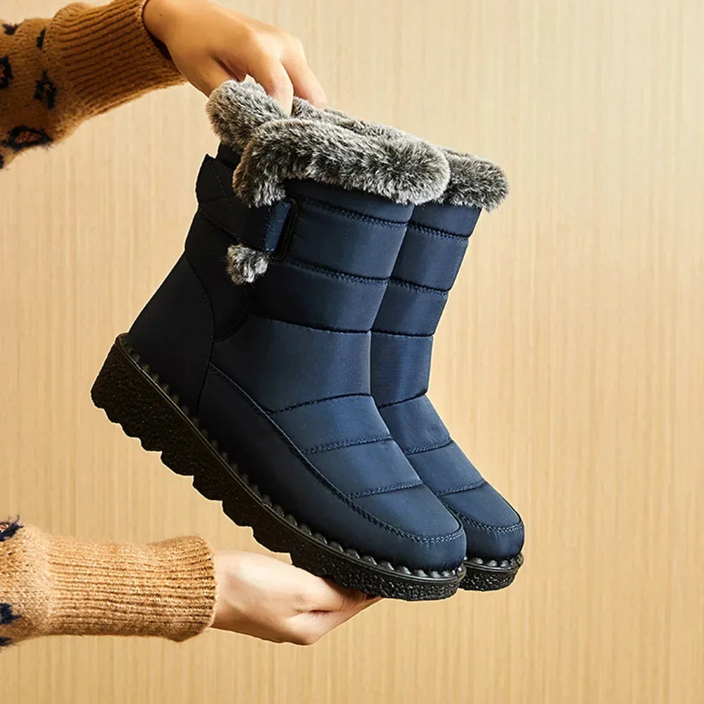 Waterproof Winter Boots For Women Long Plush Faux Fur Snow Boots  Warm Cotton Platform Shoes For St 13