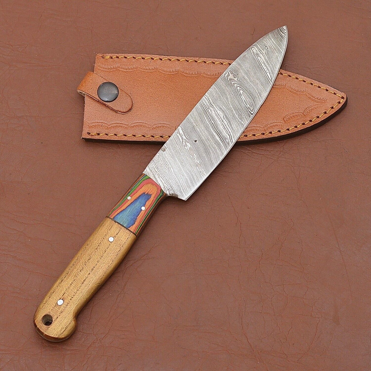 Premium Handmade Damascus Chef Knife 7 Blade With Pakka Wood Handle  Ideal For Outdoor  Kitchen Use 2
