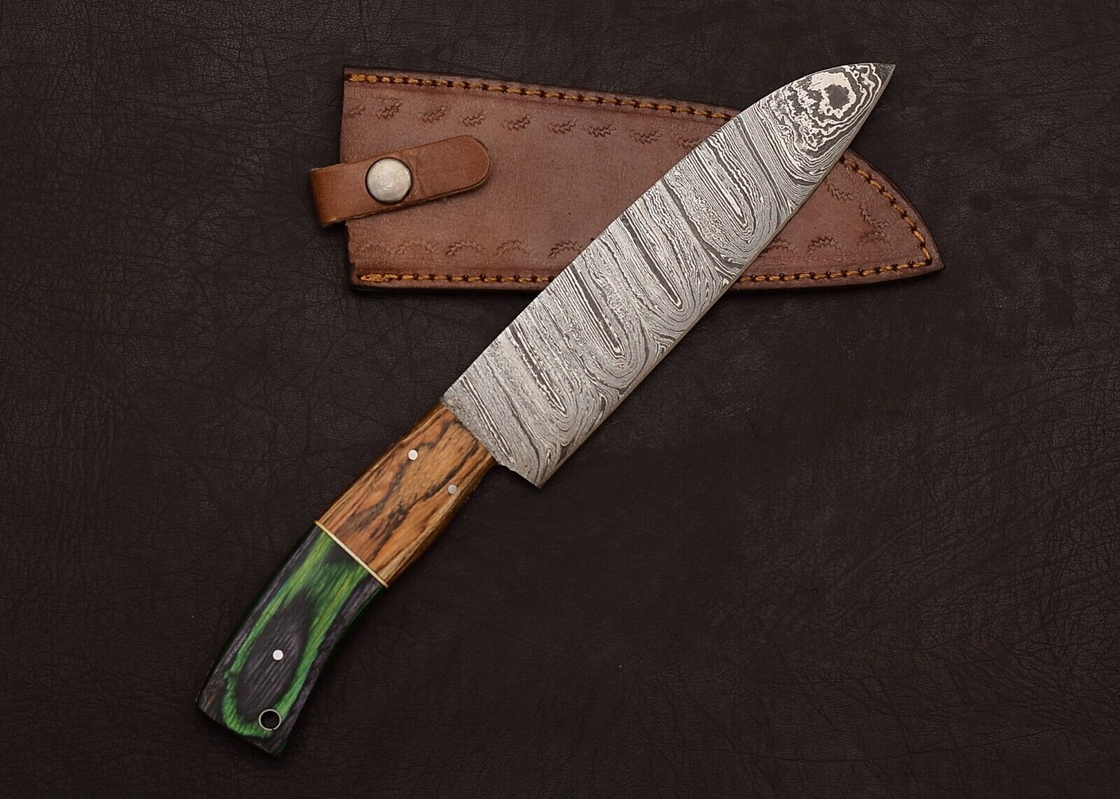 Professional Custom Damascus Steel Chef Knife  Razor Sharp Fillet Blade With Wood Handle 1