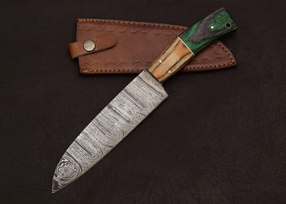 Professional Custom Damascus Steel Chef Knife  Razor Sharp Fillet Blade With Wood Handle 2
