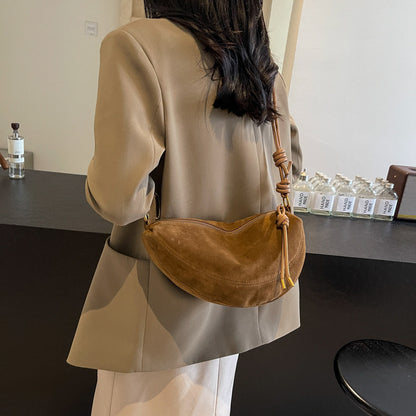 Popular Niche Suede, Faux Suede Super, Shoulder Bag for Women, Hot Sale Crossbody, Underarm Dumpling, Sweet Bags