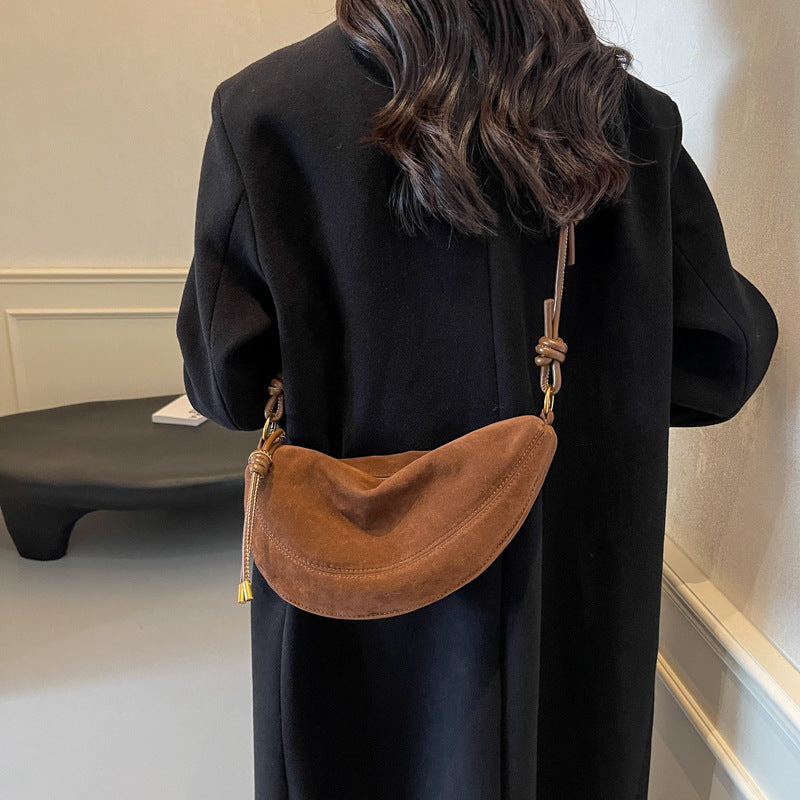 Popular Niche Suede, Faux Suede Super, Shoulder Bag for Women, Hot Sale Crossbody, Underarm Dumpling, Sweet Bags
