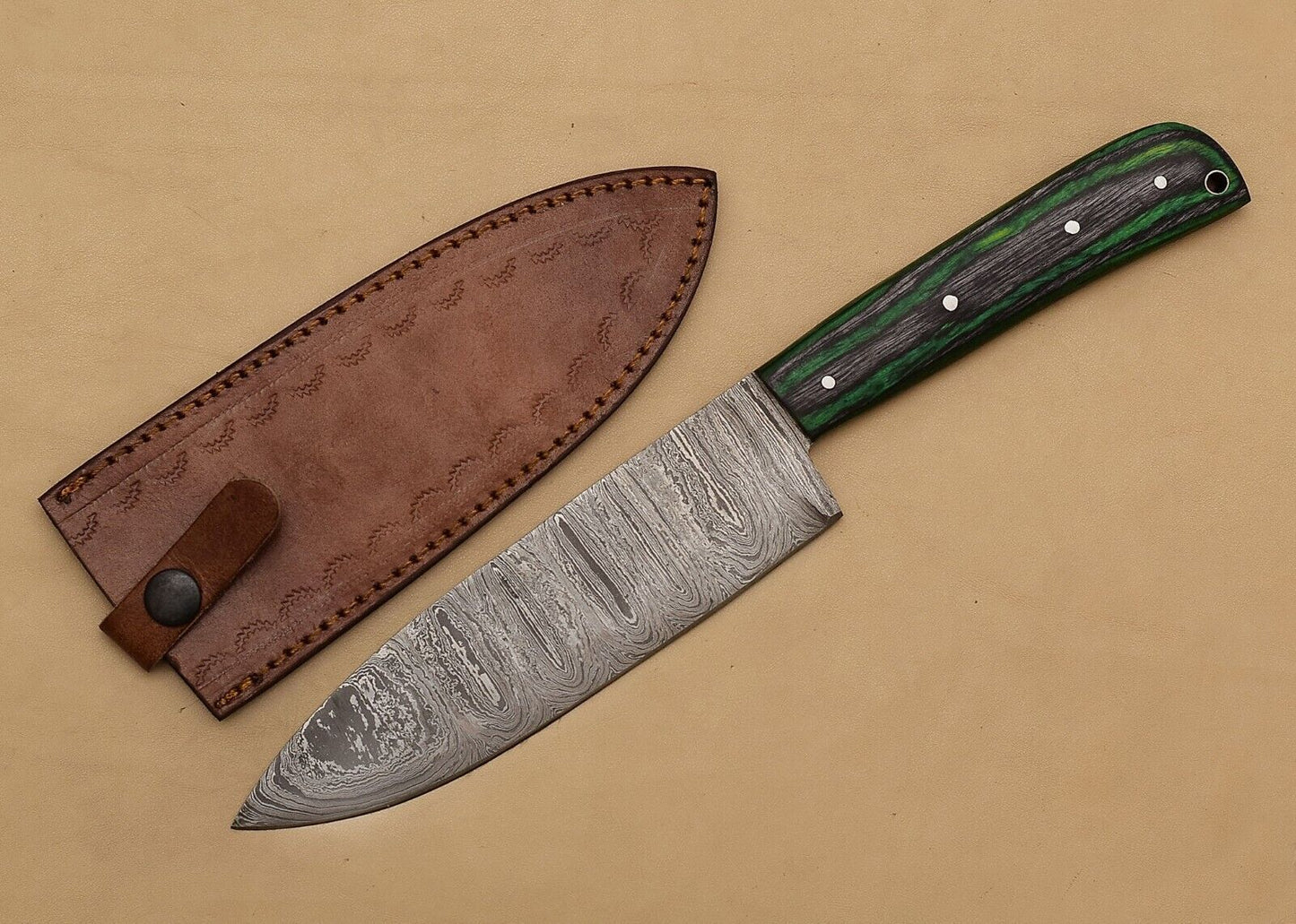 High-Quality Handmade Damascus Steel Knife – 7" Fillet Blade & Wooden Grip for Precision Cutting