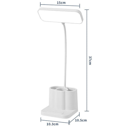 LED Multi Function Pen Holder Desk Lamp, with USB Connection for Phone Charging, Adjustable Brightness