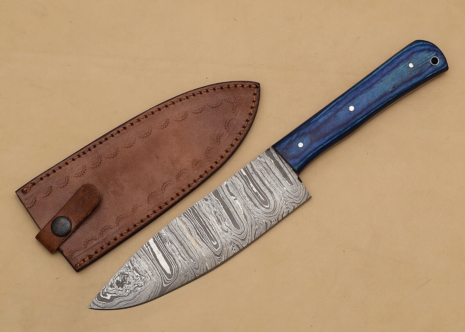 Handcrafted Damascus Steel Chef Knife With 7 Blade And 5 Pakka Wood Handle 1