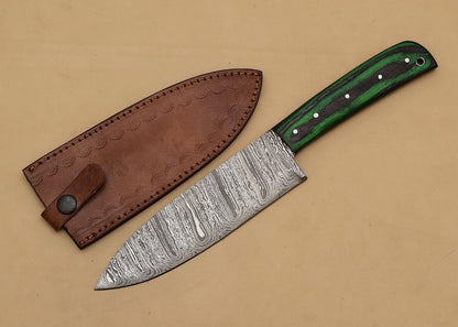 Premium Damascus Steel Kitchen Fillet Knife  Handmade Chef Tool With Leather Sheath 2