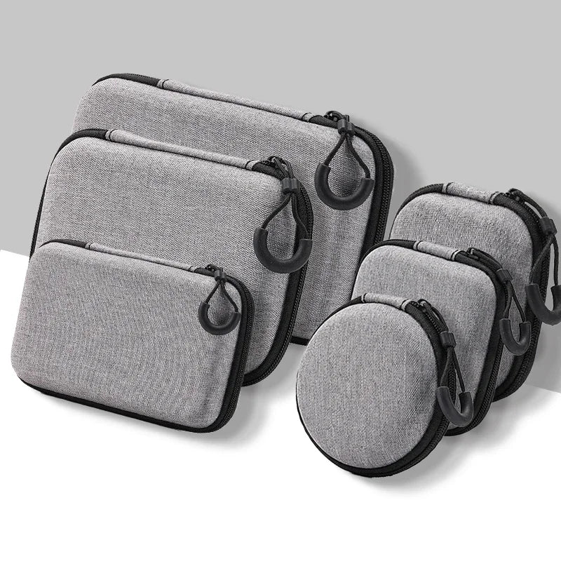 Mini Grey Digital Product Storage Bag Portable Headphone USB Data Cable Charger U Stick Storage Case Shockproof Protective Case