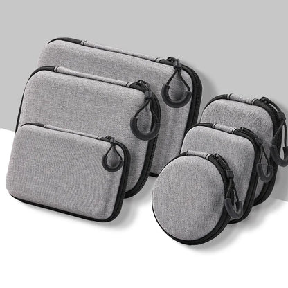 Mini Grey Digital Product Storage Bag Portable Headphone USB Data Cable Charger U Stick Storage Case Shockproof Protective Case