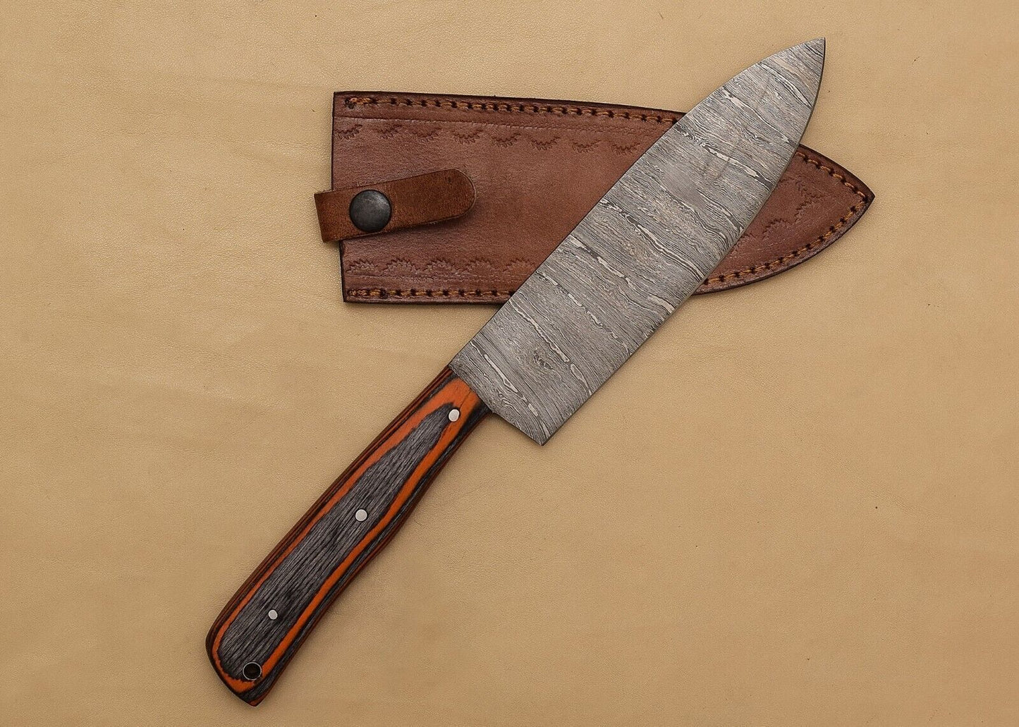 12 Inch Handmade Damascus Chef Knife  Razor Sharp Fillet Blade With Pakka Wood Grip 1