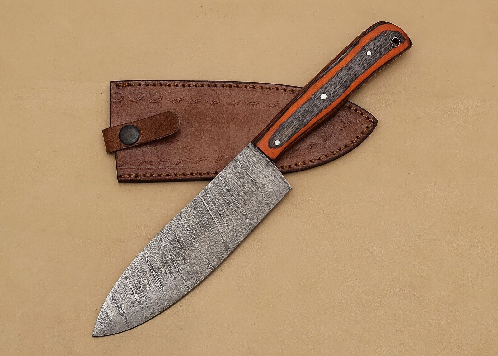 12 Inch Handmade Damascus Chef Knife  Razor Sharp Fillet Blade With Pakka Wood Grip 2