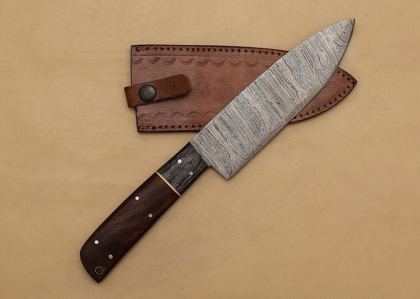 12 Inch Handmade Damascus Chef Knife  Razor Sharp Fillet Blade With Pakka Wood 1