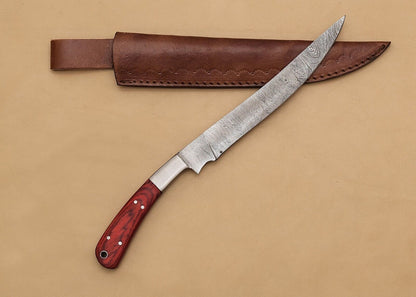 Beautiful Handmade Damascus Steel Chef Knife  Wooden Handle 12 Inch Overall Length 1
