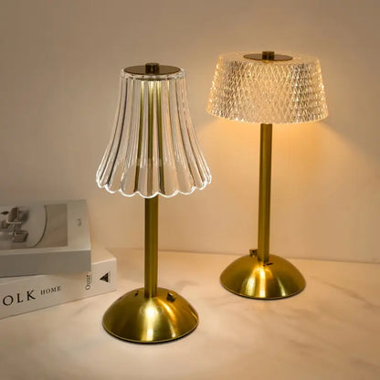 USB Rechargeable, Modern Touch LED Desk Lamp, Adjustable Cordless Metal Lamp, Crystal Decorative Light