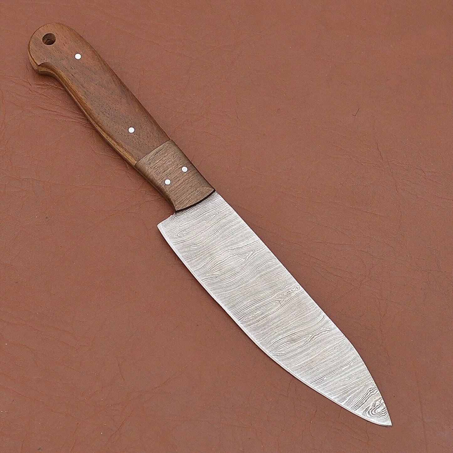 Damascus Steel Fillet Knife  Professional Handmade Chef Knife With Leather Cover 3