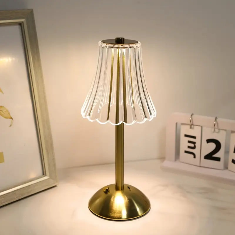 USB Rechargeable, Modern Touch LED Desk Lamp, Adjustable Cordless Metal Lamp, Crystal Decorative Light