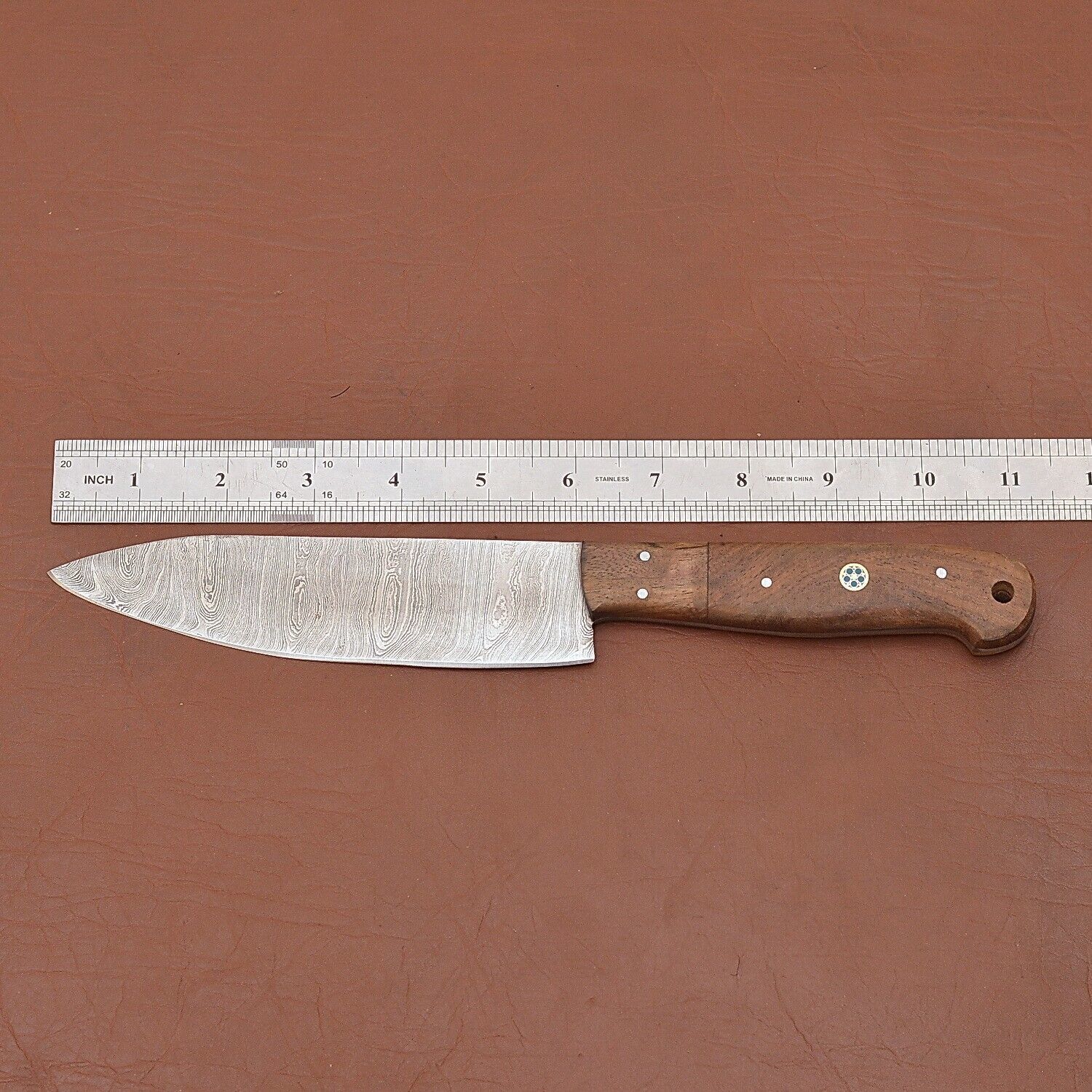 Damascus Steel Fillet Knife  Professional Handmade Chef Knife With Leather Cover 2