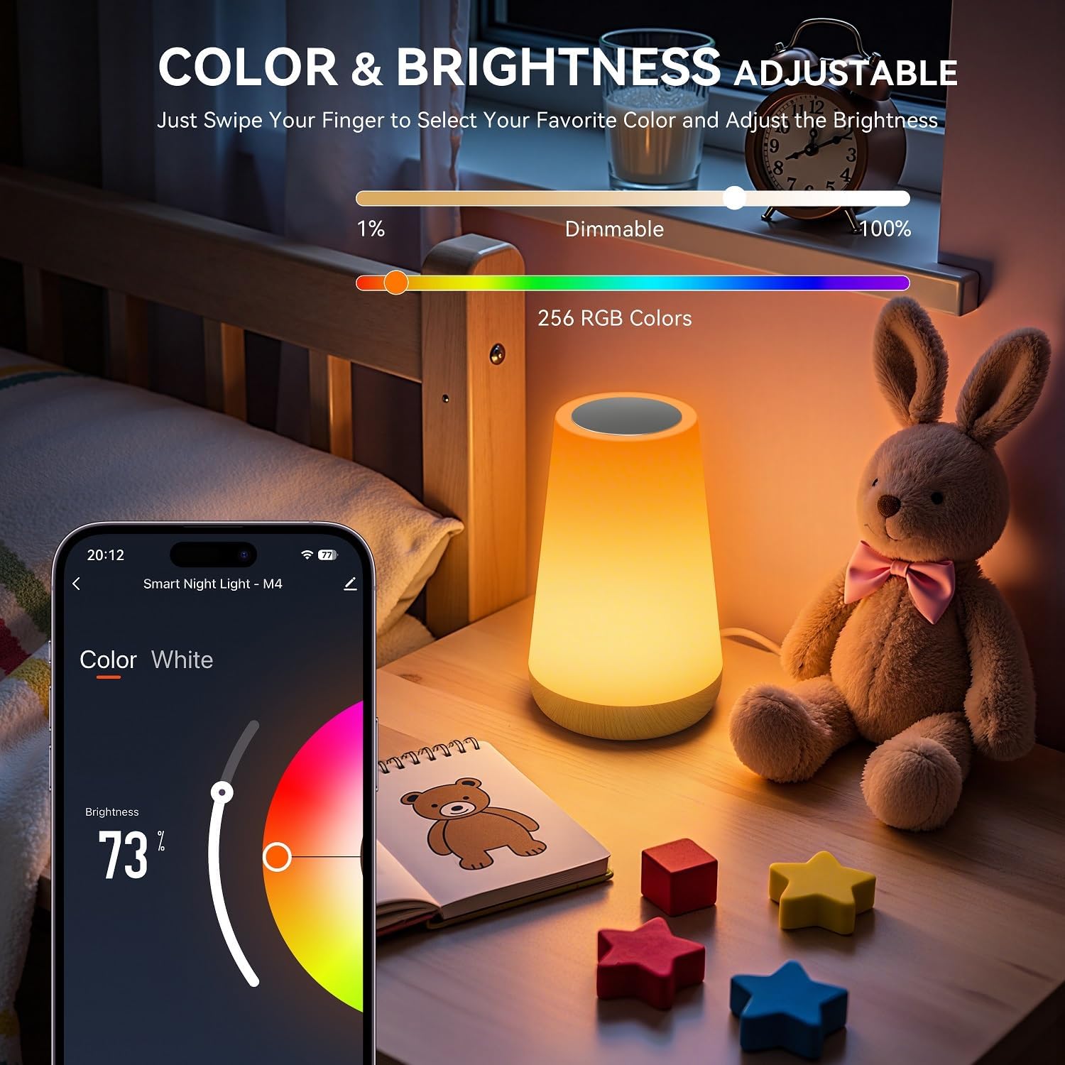 Smart APP WIFI Table Lamp, Ambient Bedside Lamp with Multiple Lighting Modes, Remotely Controlled Night Light