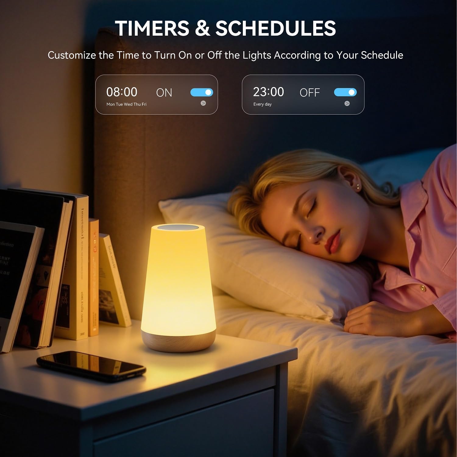 Smart APP WIFI Table Lamp, Ambient Bedside Lamp with Multiple Lighting Modes, Remotely Controlled Night Light