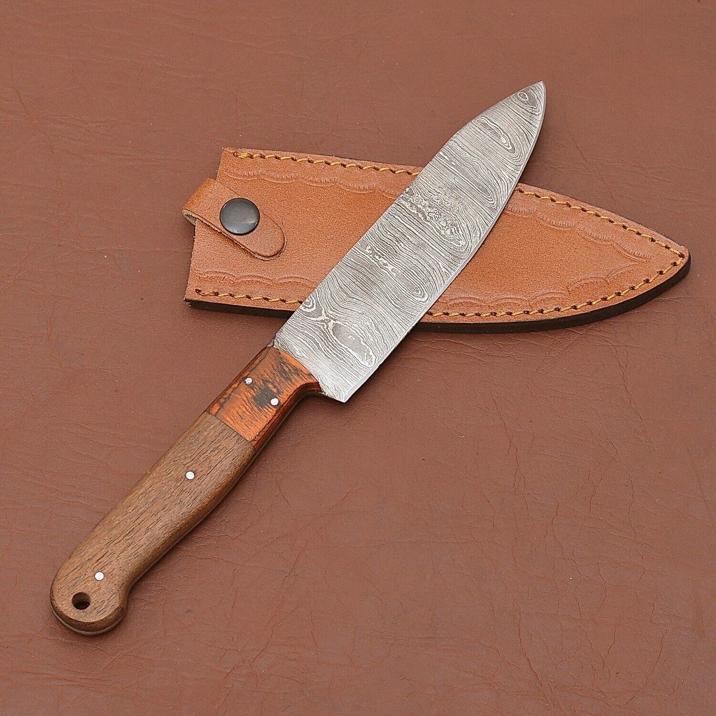 Damascus Steel Culinary Fillet Knife  Handmade Precision Blade For Kitchen Or Outdoor Use 3