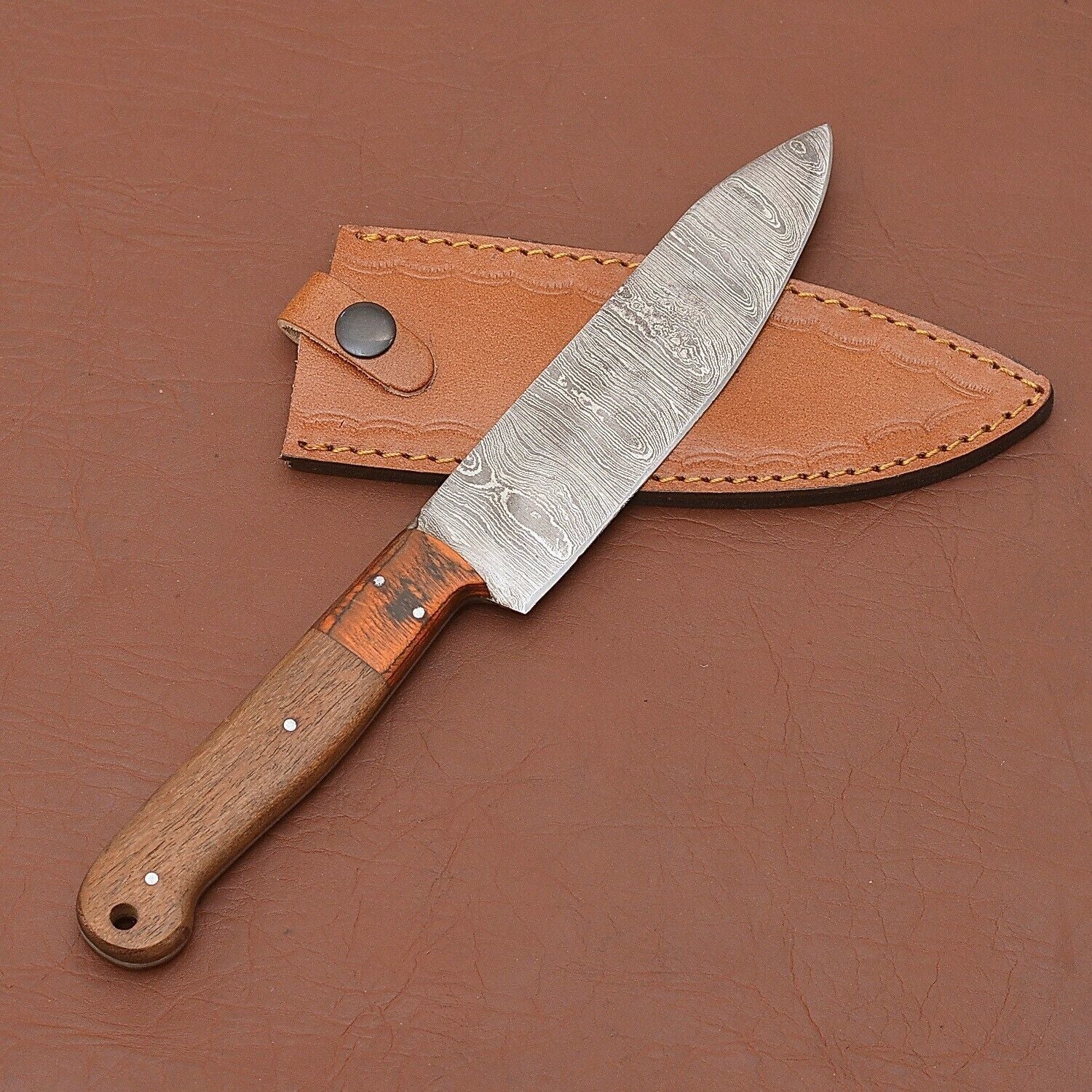 Damascus Steel Culinary Fillet Knife  Handmade Precision Blade For Kitchen Or Outdoor Use 3