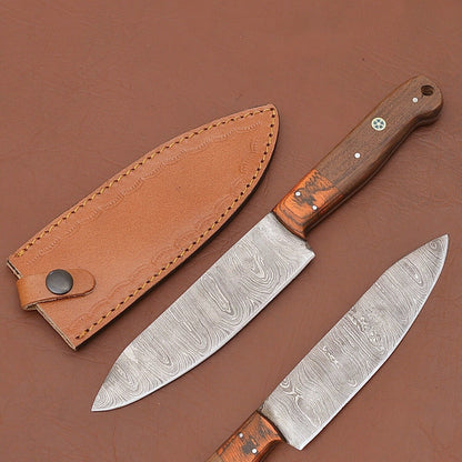 Damascus Steel Culinary Fillet Knife – Handmade Precision Blade for Kitchen or Outdoor Use