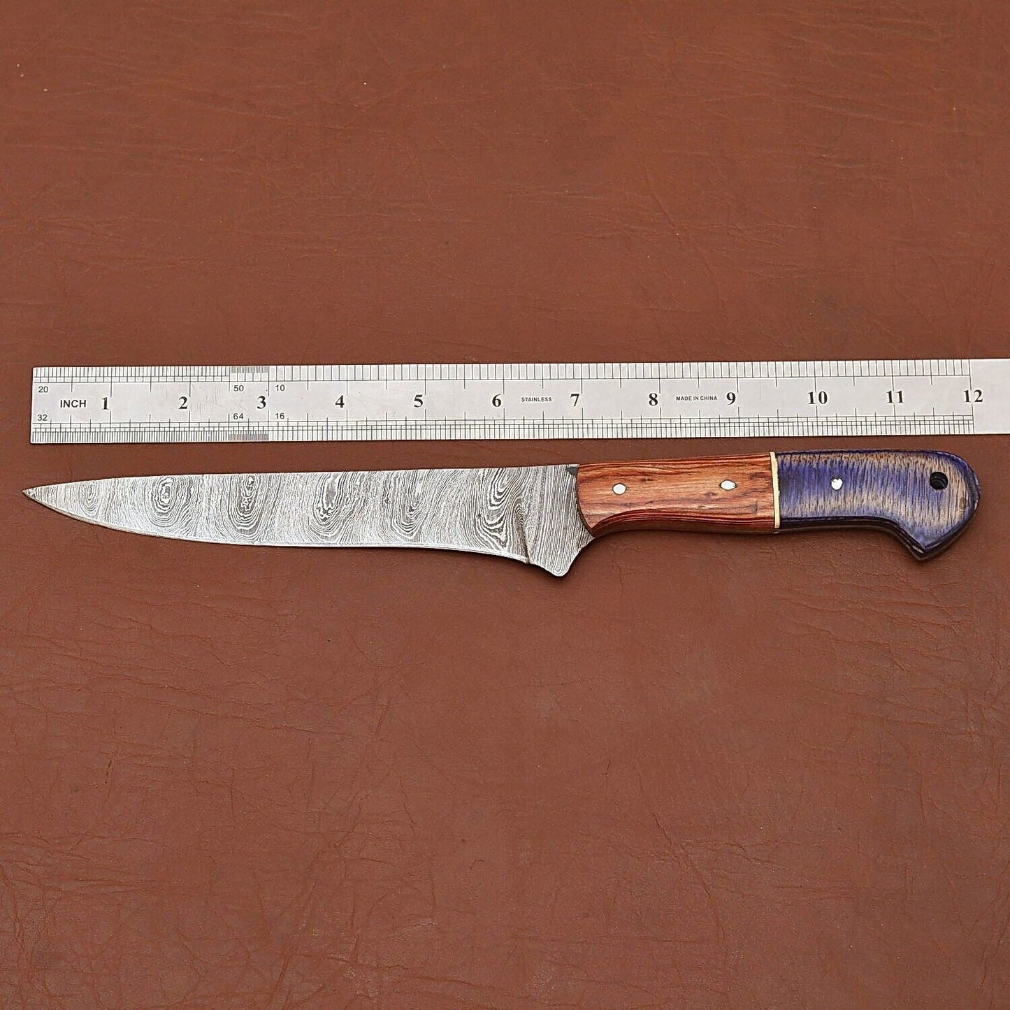 Custom Damascus Steel Knife  HandForged Chef Fillet Blade With Wooden Handle 2