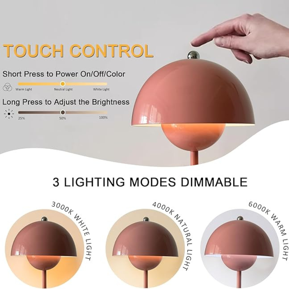 Rechargeable Flower Bud Desk Lamp Touch Sensing Control For Bedside Living Room And Hotel Decor 1