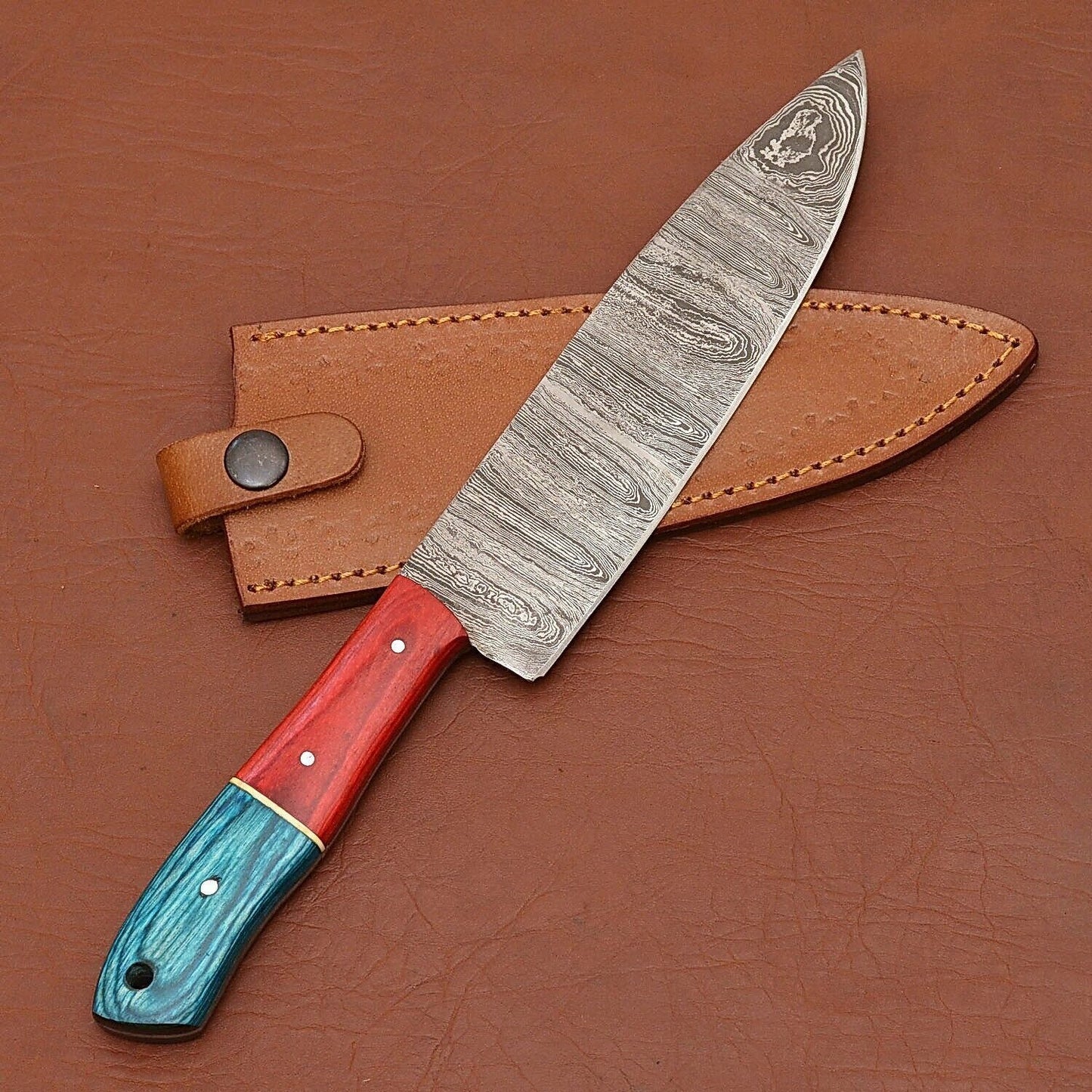 HandForged Damascus Steel Fillet Knife  Artistic Chef Knife For Kitchen Hunting  Camping 3